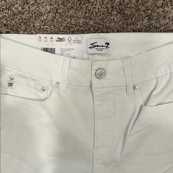 ❤️ Seven 7 Women's High Rise Tummy Less Bootcut Jeans in White Stretch Denim - Picture 7 of 8